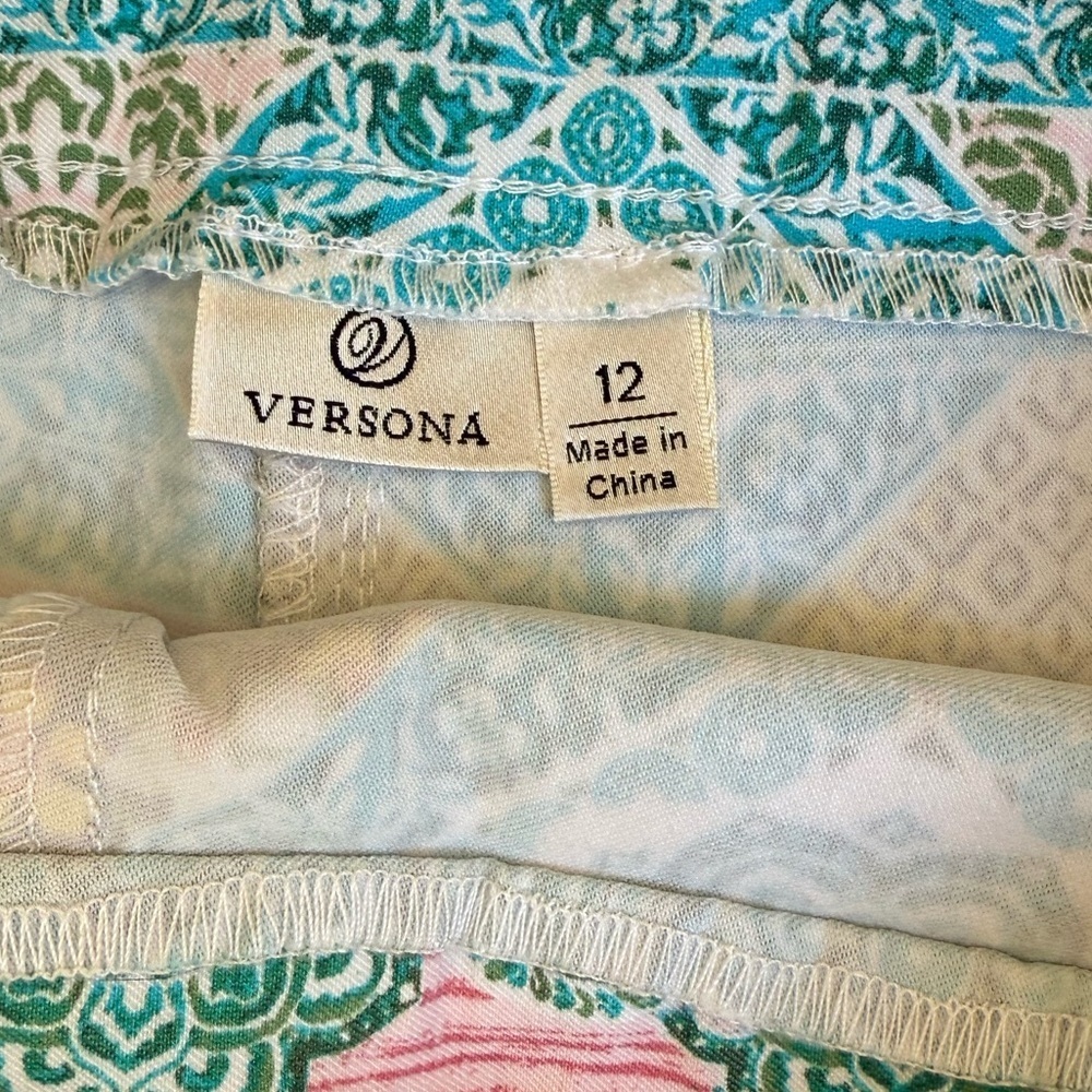 Versona Floral Geometric Pull On Stretchy Multicolor Skort Preppy Size 12 - Picture 5 of 9